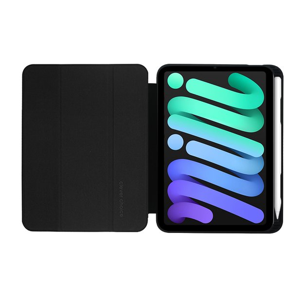 Crong FlexFolio – dėklas iPad mini 6 (2021) su Apple Pencil laikikliu (juodas)
