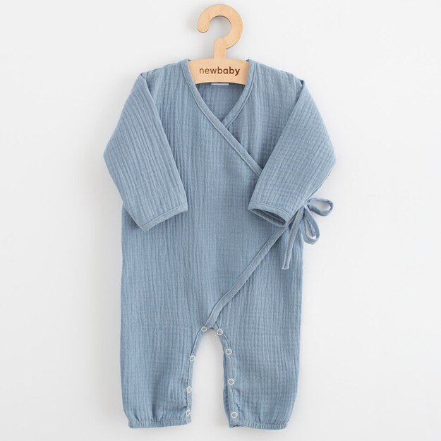 Baby Muslin Jumpsuit New Baby Blue, 62 (3-6m)