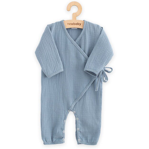 Baby Muslin Jumpsuit New Baby Blue, 62 (3-6m)