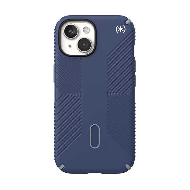 Speck Presidio2 Grip ClickLock & Magsafe – dėklas, skirtas iPhone 16e / iPhone 15 / iPhone 14 / iPhone 13 (pakrančių mėlyna / dulkių pilka / balta)
