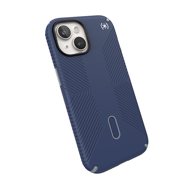 Speck Presidio2 Grip ClickLock & Magsafe – dėklas, skirtas iPhone 16e / iPhone 15 / iPhone 14 / iPhone 13 (pakrančių mėlyna / dulkių pilka / balta)