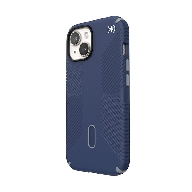 Speck Presidio2 Grip ClickLock & Magsafe – dėklas, skirtas iPhone 16e / iPhone 15 / iPhone 14 / iPhone 13 (pakrančių mėlyna / dulkių pilka / balta)