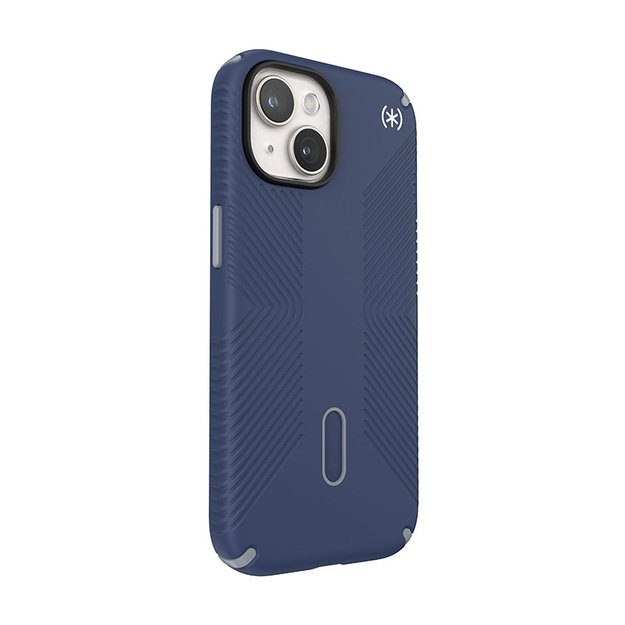 Speck Presidio2 Grip ClickLock & Magsafe – dėklas, skirtas iPhone 16e / iPhone 15 / iPhone 14 / iPhone 13 (pakrančių mėlyna / dulkių pilka / balta)