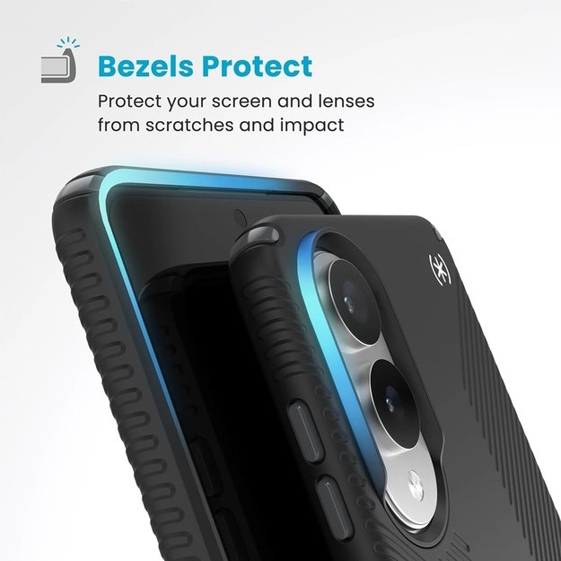 „Speck Presidio2 Grip Magnet“ – dėklas „Samsung Galaxy S25 Edge MagSafe“ (juodas / pilkas / baltas)