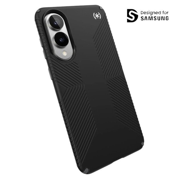 „Speck Presidio2 Grip Magnet“ – dėklas „Samsung Galaxy S25 Edge MagSafe“ (juodas / pilkas / baltas)