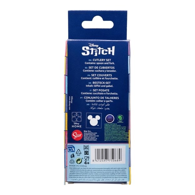 „Disney Stitch“ – metalinių stalo įrankių rinkinys iš „Stitch & Angel“ kolekcijos (šaukštas ir šakutė)