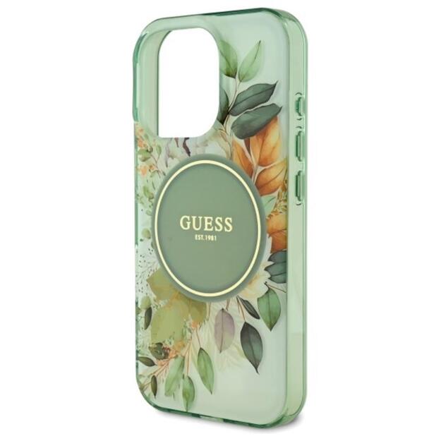 „Guess IML Flower & Tonal Circle“ „MagSafe“ dėklas, skirtas „iPhone 16 Pro“ (žalias)