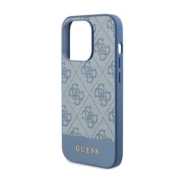 „Guess 4G Bottom Stripe Metal Logo Collection“ dėklas – skirtas „iPhone 15 Pro Max“ (mėlynas) 3