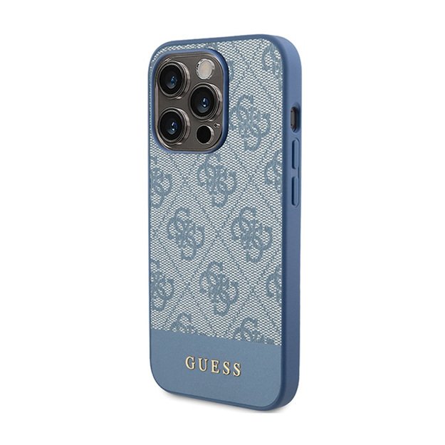 „Guess 4G Bottom Stripe Metal Logo Collection“ dėklas – skirtas „iPhone 15 Pro Max“ (mėlynas) 7