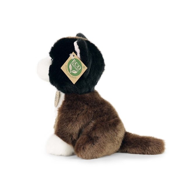 Pliušinis žaislas Rappa - realistiškas sėdintis trispalvis katinas 18 cm, ekologiškas 6