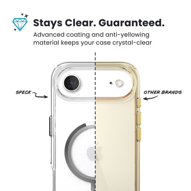 „Speck Presidio Perfect Clear MagSafe“ dėklas „iPhone 17 Air“ (skaidrus / sidabrinis) 12
