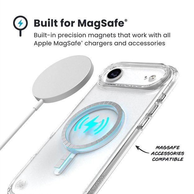 „Speck Presidio Perfect Clear MagSafe“ dėklas „iPhone 17 Air“ (skaidrus / sidabrinis) 13