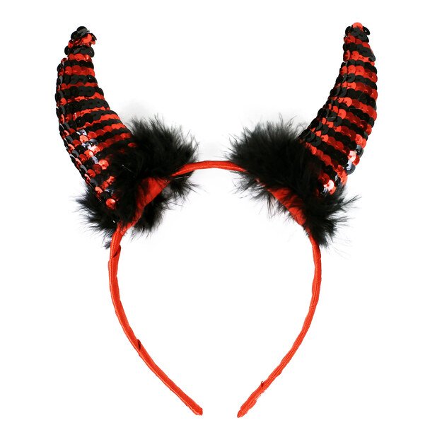 the Devil horns feathers sequins 1