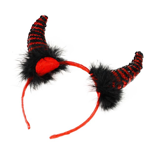 the Devil horns feathers sequins 3