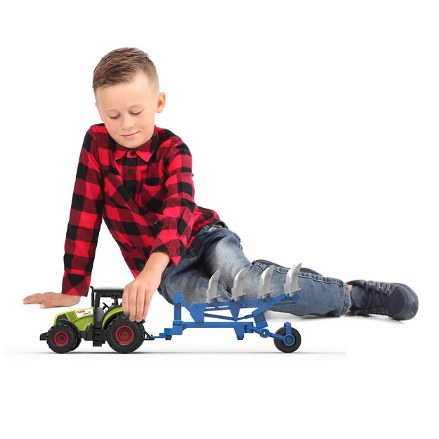 Plastic tractor with plowing siding 1