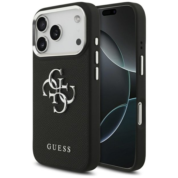 „Guess Grained Big 4G Classic Logo“ dėklas iPhone 17 Pro (juodas) 1