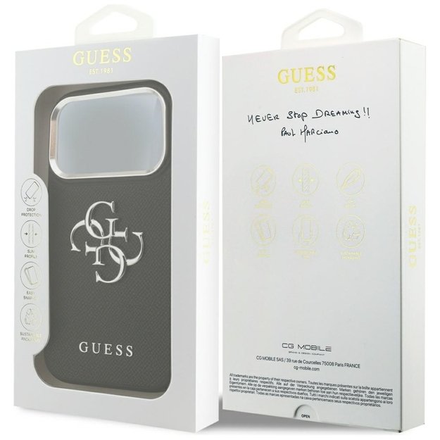 „Guess Grained Big 4G Classic Logo“ dėklas iPhone 17 Pro (juodas) 8