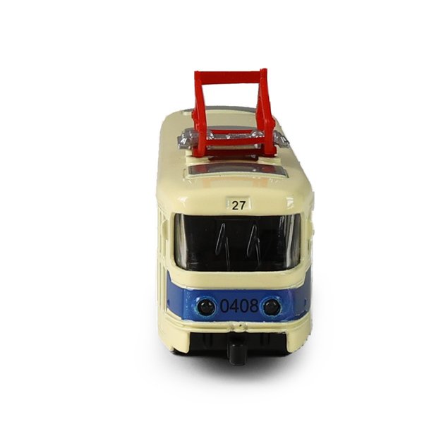 Metalinis čekiškas retro tramvajus mėlynas 16 cm PRAHOS 5