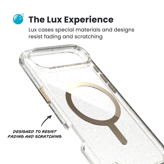 „Speck Presidio Lux MagSafe“ – „iPhone Air“ dėklas (blizgučiai / metalinis aukso spalvos) 10