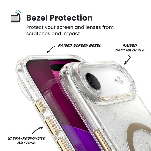 „Speck Presidio Lux MagSafe“ – „iPhone Air“ dėklas (blizgučiai / metalinis aukso spalvos) 7