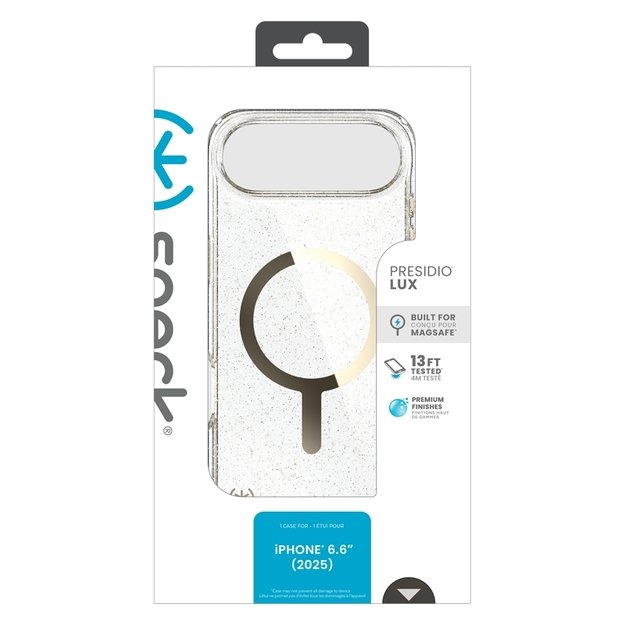 „Speck Presidio Lux MagSafe“ – „iPhone Air“ dėklas (blizgučiai / metalinis aukso spalvos) 11