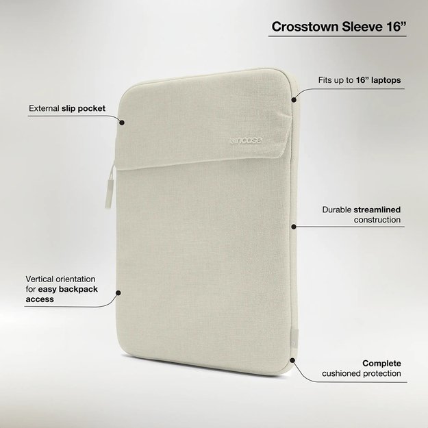 „Incase Crosstown Sleeve“ su vilnone danga – dėklas su kišene, skirtas „MacBook Pro 16“ (M4/M3/M2/M1/2024–2021) (juodas) 10