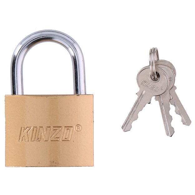 Kinzo - 50 mm žalvarinė pakabinama spyna su trimis raktais 3