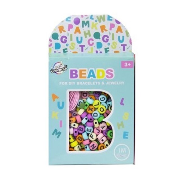 Karoliukų rinkinys - pastelinės raidės + 1 metro virvelė