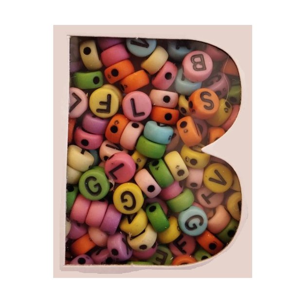 Karoliukų rinkinys - pastelinės raidės + 1 metro virvelė 2