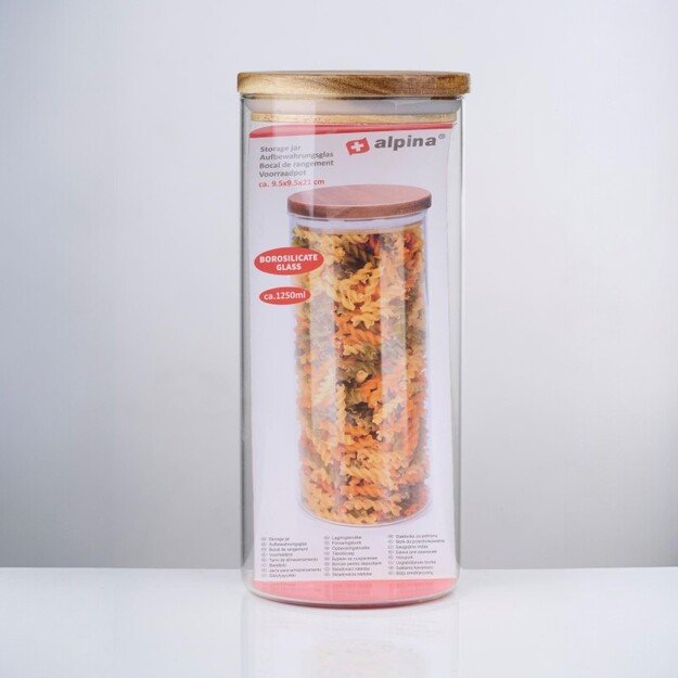 Alpina - stiklinis indas / laikymo indas su dangteliu 1250 ml 9,5 x 21 cm 3