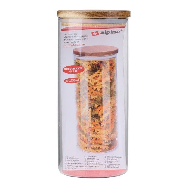 Alpina - stiklinis indas / laikymo indas su dangteliu 1250 ml 9,5 x 21 cm 2