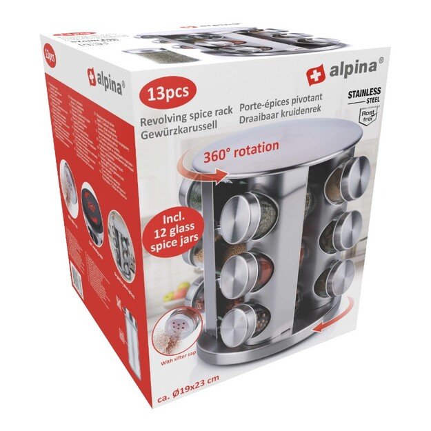 „Alpina“ – besisukanti prieskonių lentynėlė 12 stiklainių 4