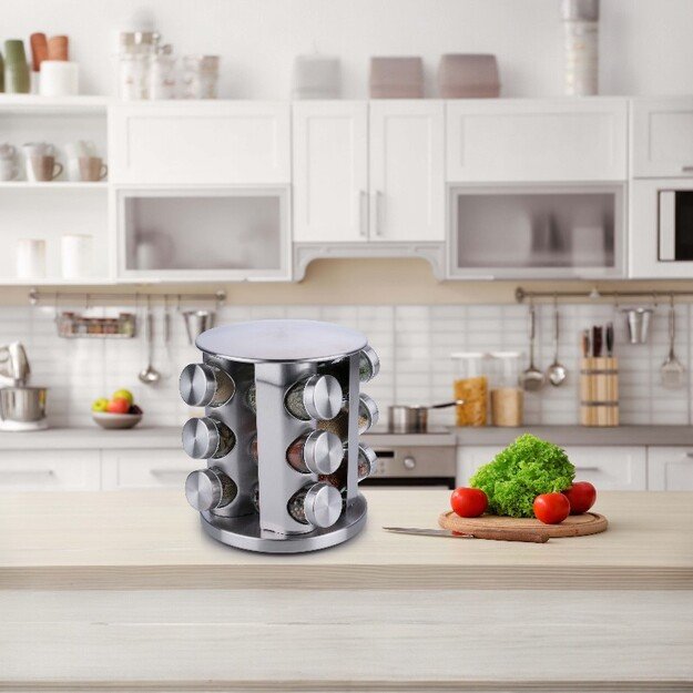 „Alpina“ – besisukanti prieskonių lentynėlė 12 stiklainių 1