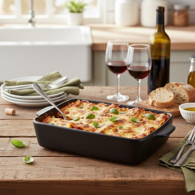 Alpina - Keraminis stačiakampis orkaitėje kepimo indas 28x18x6 cm (juodas) 3