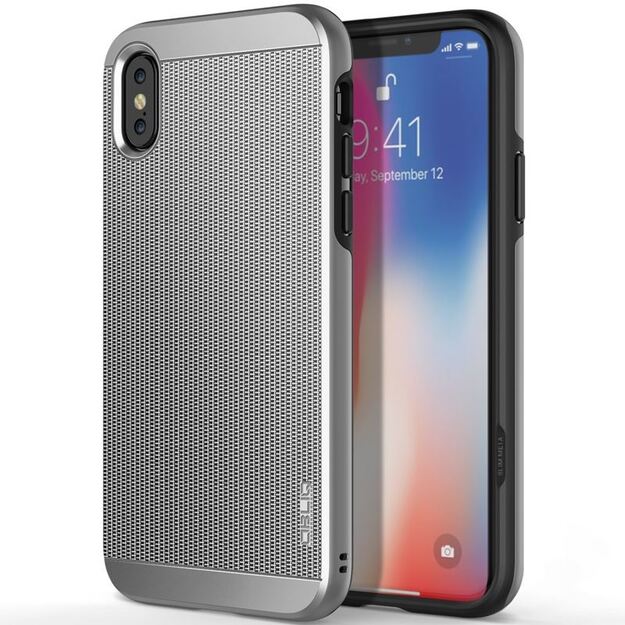 Obliq Slim Meta – dėklas, skirtas iPhone Xs / X (satino sidabro)