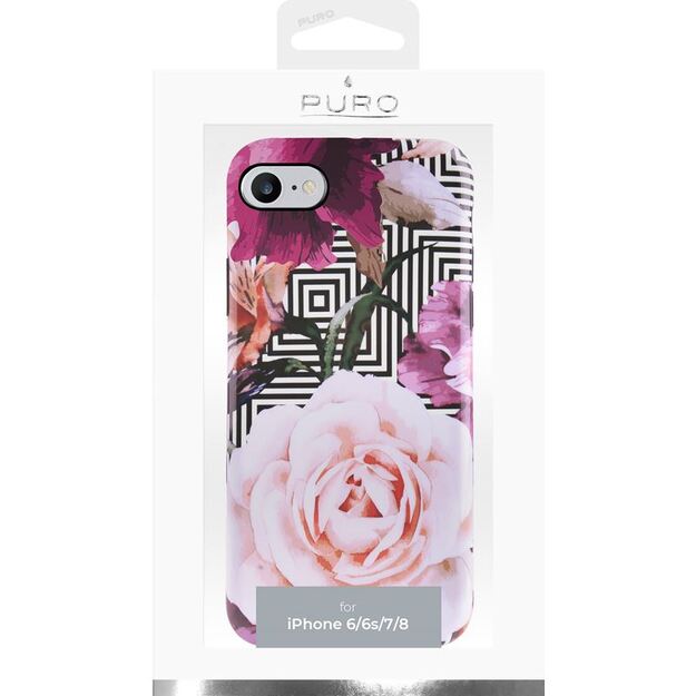 PURO Glam Geo Flowers – dėklas, skirtas iPhone SE (2022/2020) / 8/7 / 6s (Pink Peonies) 4