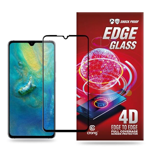 Crong Edge Glass – visiškai klijuojamas nuo krašto iki krašto 9H stiklo ekrano apsauga, skirta Huawei Mate 20 8