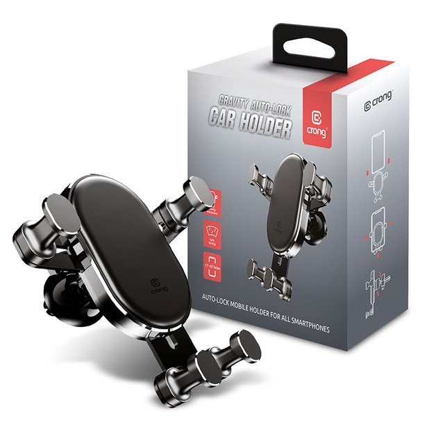 „Crong Gravity“ automatinio užrakinimo automobilio laikiklis 4,7–6,5 colio (juodas) 20