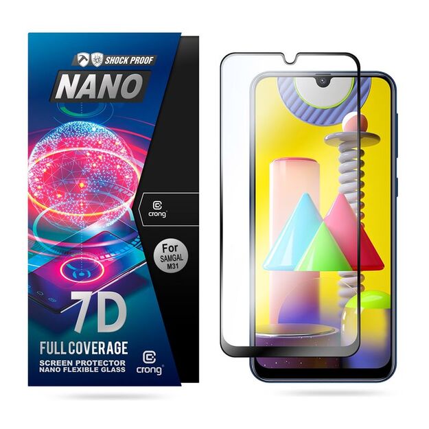 Crong 7D nano lankstus stiklas – pilnai dengianti hibridinė ekrano apsauga 9H Samsung Galaxy M31 1
