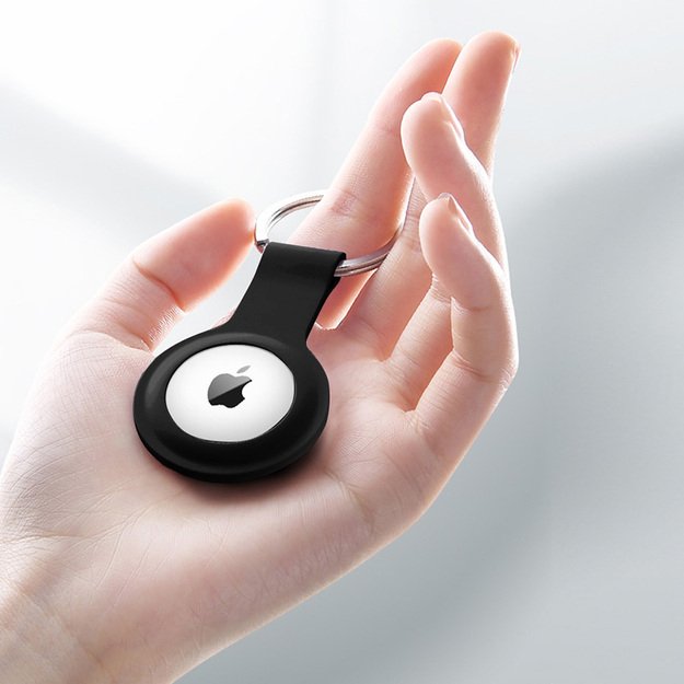 Crong silikoninis dėklas su raktų pakabu – apsauginis dėklas Apple AirTag raktų pakabukui (juodas) 15