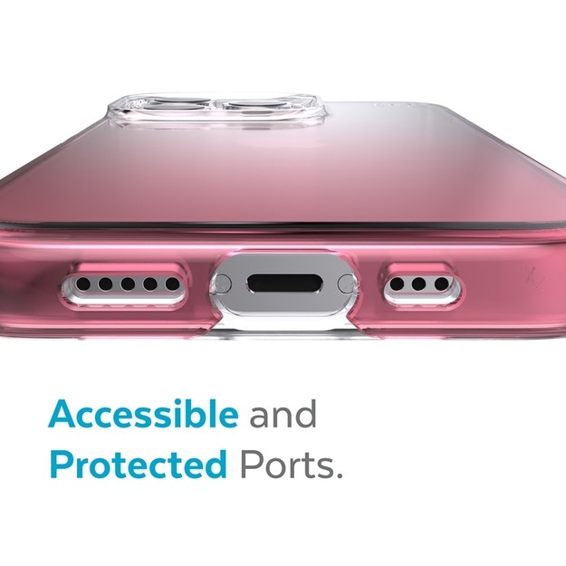 Speck Presidio Perfect-Clear + Ombre – iPhone 13 Pro dėklas su MICROBAN danga (Clear/Vintage Rose)