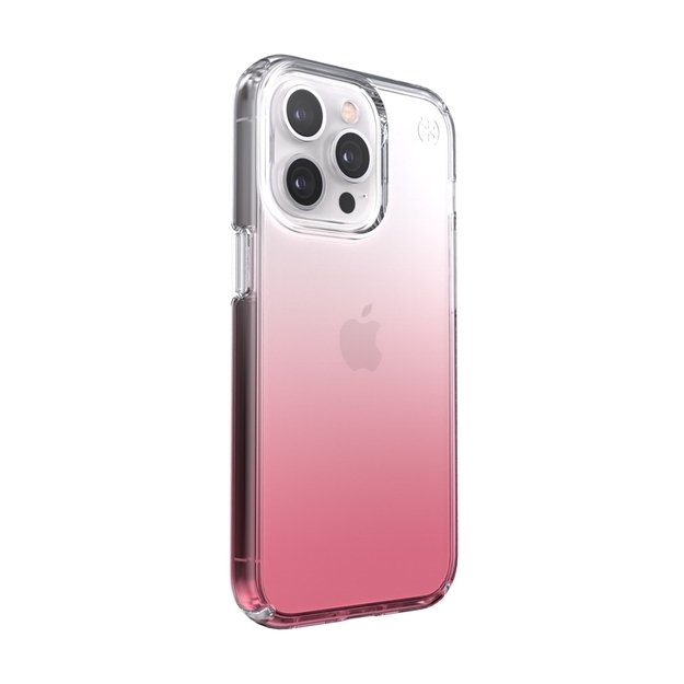 Speck Presidio Perfect-Clear + Ombre – iPhone 13 Pro dėklas su MICROBAN danga (Clear/Vintage Rose)
