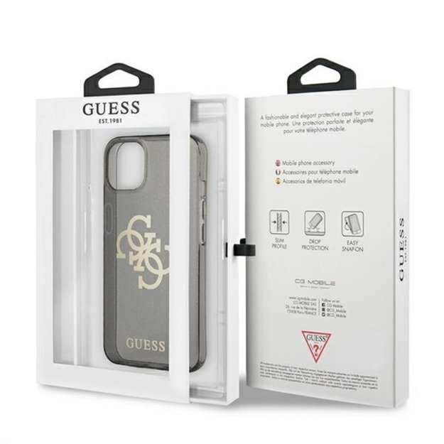 Guess Glitter 4G Big Logo – dėklas, skirtas iPhone 13 mini (juodas)