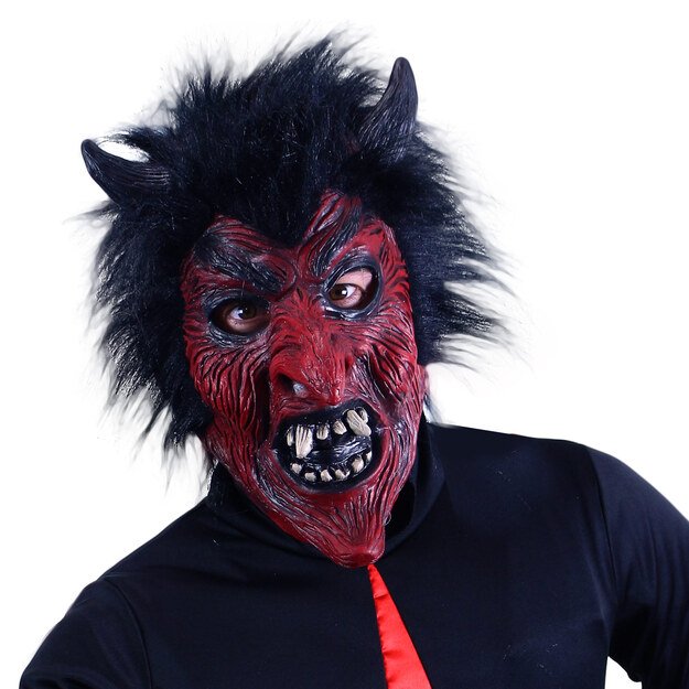 Devil mask with hair for adults