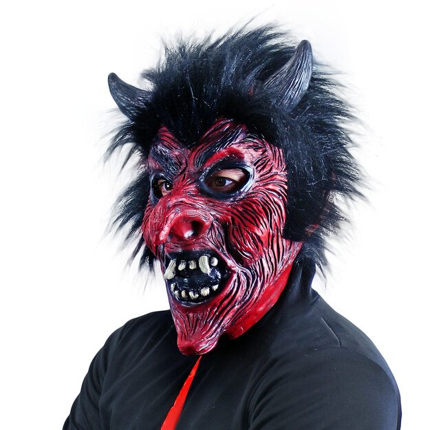 Devil mask with hair for adults