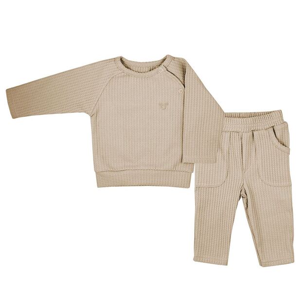 Baby T-shirt with long sleeves and sweatpants Koala Bello beige, size 62 (3-6m), 62 (3-6m)