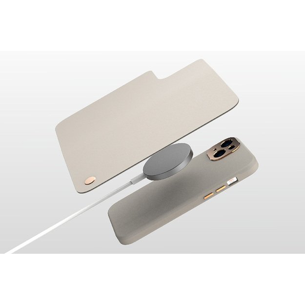 Moshi Overture MagSafe dėklas su nuimama magnetine pinigine, skirta iPhone 14 Plus (pilka) 15