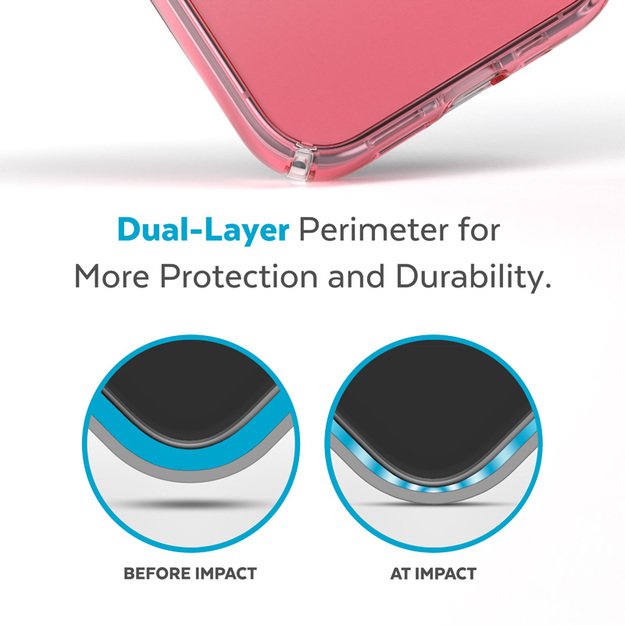 Speck Clear Presidio Perfect-Clear + Ombre – „iPhone 14 Pro Max“ skirtas dėklas su „MICROBAN“ („Clear / Vintage Rose Fade“)