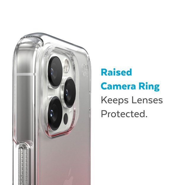 Speck Clear Presidio Perfect-Clear + Ombre – „iPhone 14 Pro Max“ skirtas dėklas su „MICROBAN“ („Clear / Vintage Rose Fade“)