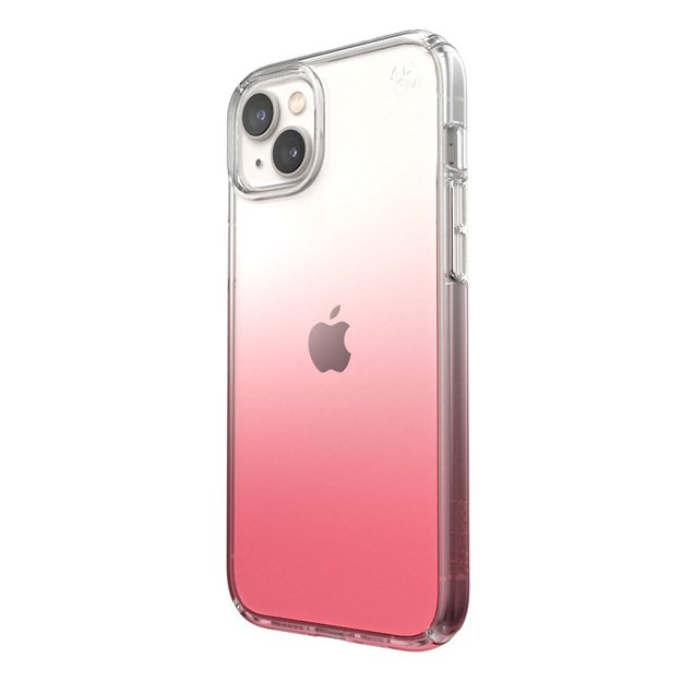 Speck Presidio Perfect-Clear + Ombre – iPhone 15 Plus / 14 Plus dėklas su MICROBAN (Clear / Vintage Rose Fade)